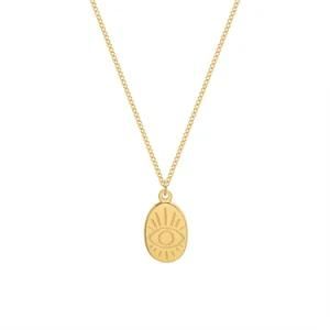 Ins Style Personality Pendant Necklace Titanium Steel Plated 18K Gold Evil Eye Pendant Necklace with a Niche Design for Women