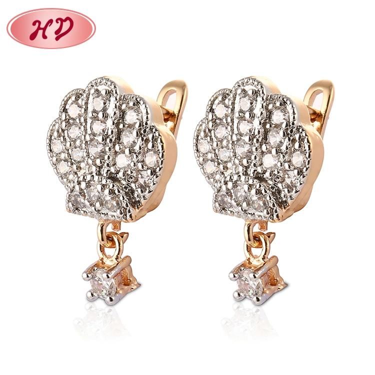 Costume Fashion Jewelry Women 14K 18K Gold Plated Imitation CZ Pearl Huggie Hoop Earring