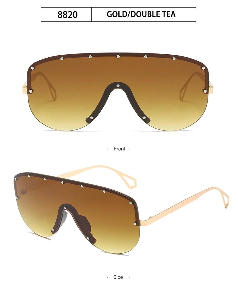 Metal Frame Sunglasses Colorful Lenses One-Piece Sunglasses Trendy Sunglasses