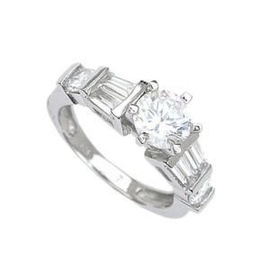 Fashion Ladies Silver Simulated Diamond Party Dress Ring