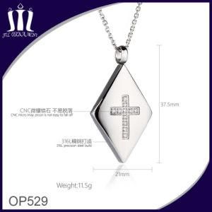 Op529 CNC Mirco Inlay Zircon 316L Stainless Steel Cross Pendant