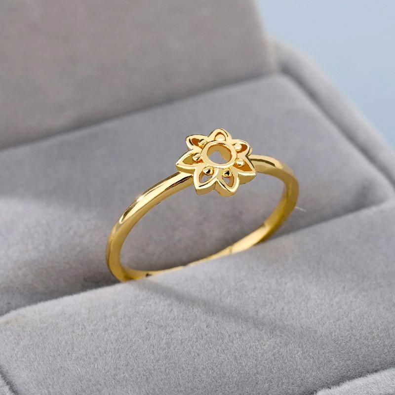 Fashion Small Flower Hollow out Open Adjusment Gold Plated Ring