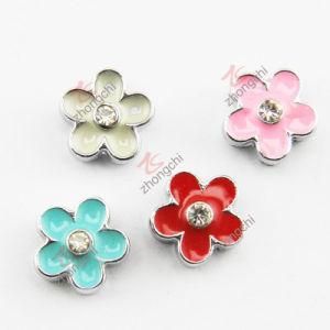 Enamel Flower Charm Spacer Slider Beads (JP08)