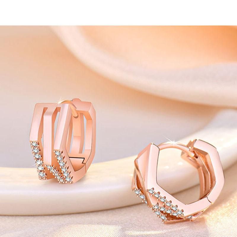 Geometrical Hollow out Earrings Advanced Sense Micro Inlaid Zircon Earring