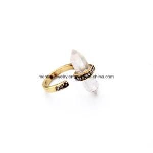 Simple Personal Statement Alloy Rhinestone Studded Women&prime;s Ring Bullet Shape Gem Jewelry