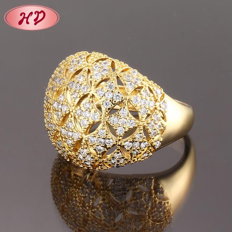 Fashion Women 18K Gold Plated Stainless Steel Silver Engagement Wedding Finger Rings Jewelry Design