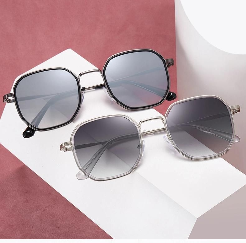 2021 Stylish Unisex Metal Frame Square Shaped Frame Golden Single Bridge Pilot Sunglasses