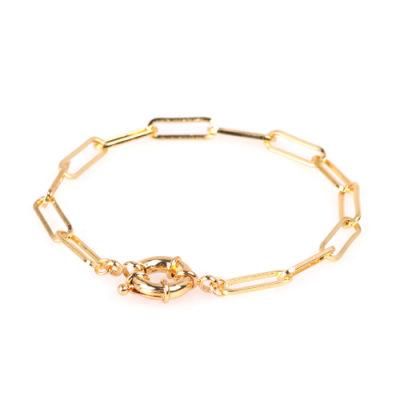 Fashion Round Gold Plated Spring Buckle Big Link Chain Bracelet