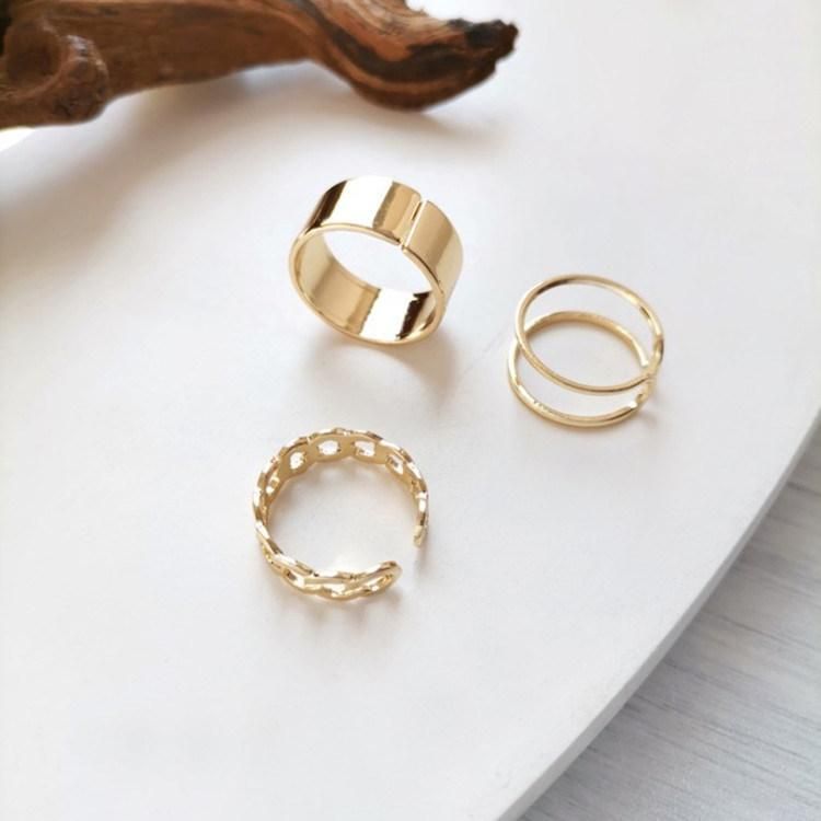 3PCS/Set Punk Finger Rings Minimalist Smooth Gold/Black Geometric Metal Rings for Women Girls Party Jewelry Bijoux Femme Drop Shipping Wholesale