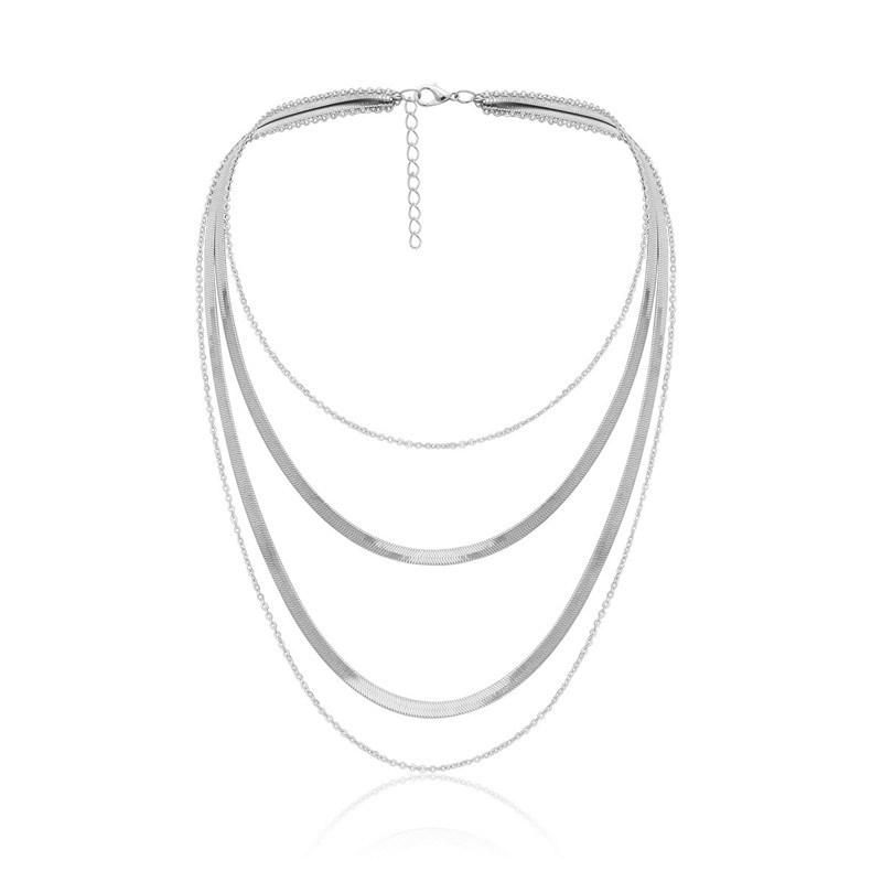 4 Rows Chic Snake Chain Stainless Steel Necklace for Women Fashion Jewelry