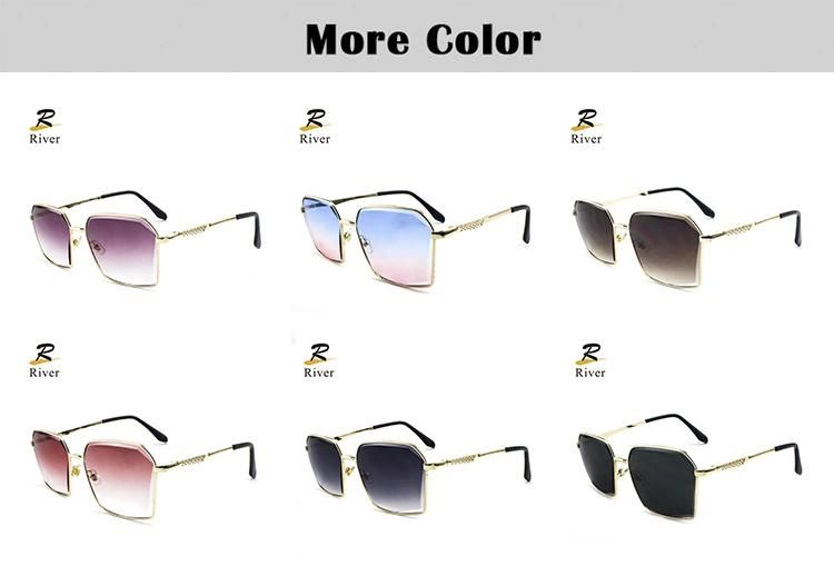 New Custom Logo Stock Trimmed Square Frame Women Sunglasses