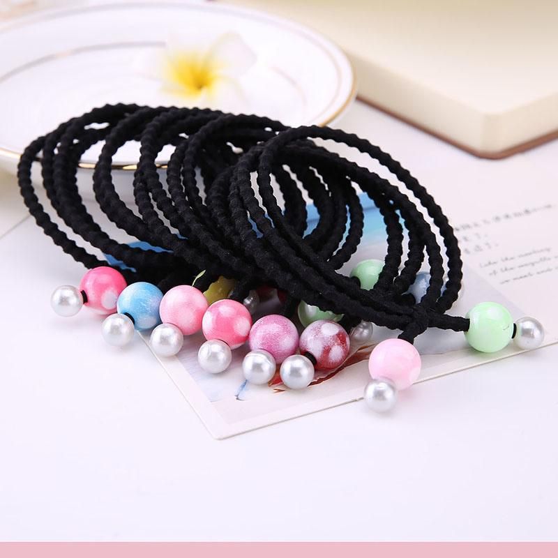 Black Band with Colorful Pearl Ball Hair Band