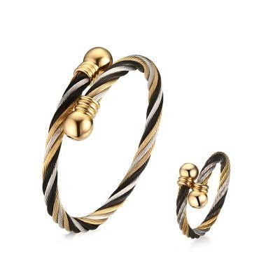 Multi-Color Stainless Steel Set Ring Adjustable Size Accepted
