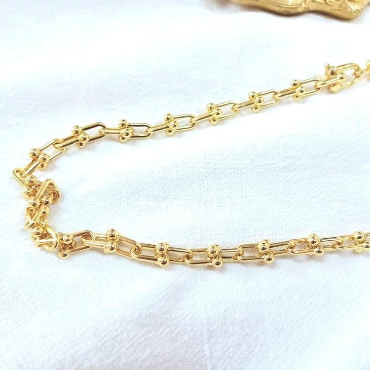 Bold Tennis Chain 18K Gold U Chain Necklace