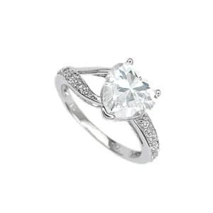Sterling Silver 1CT White Triangle Diamond Vintage Halo Ring