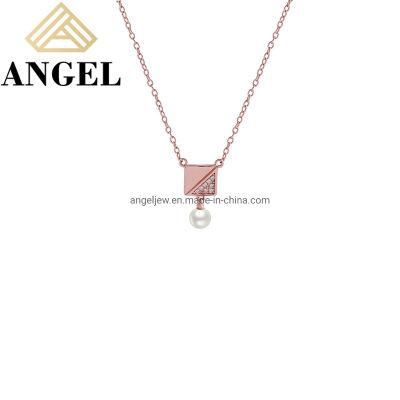 Fashion Jewelry Factory Wholesale Jewellery 925 Sterling Silver Fashion Accessories Square Necklace Jewelry with Pearl