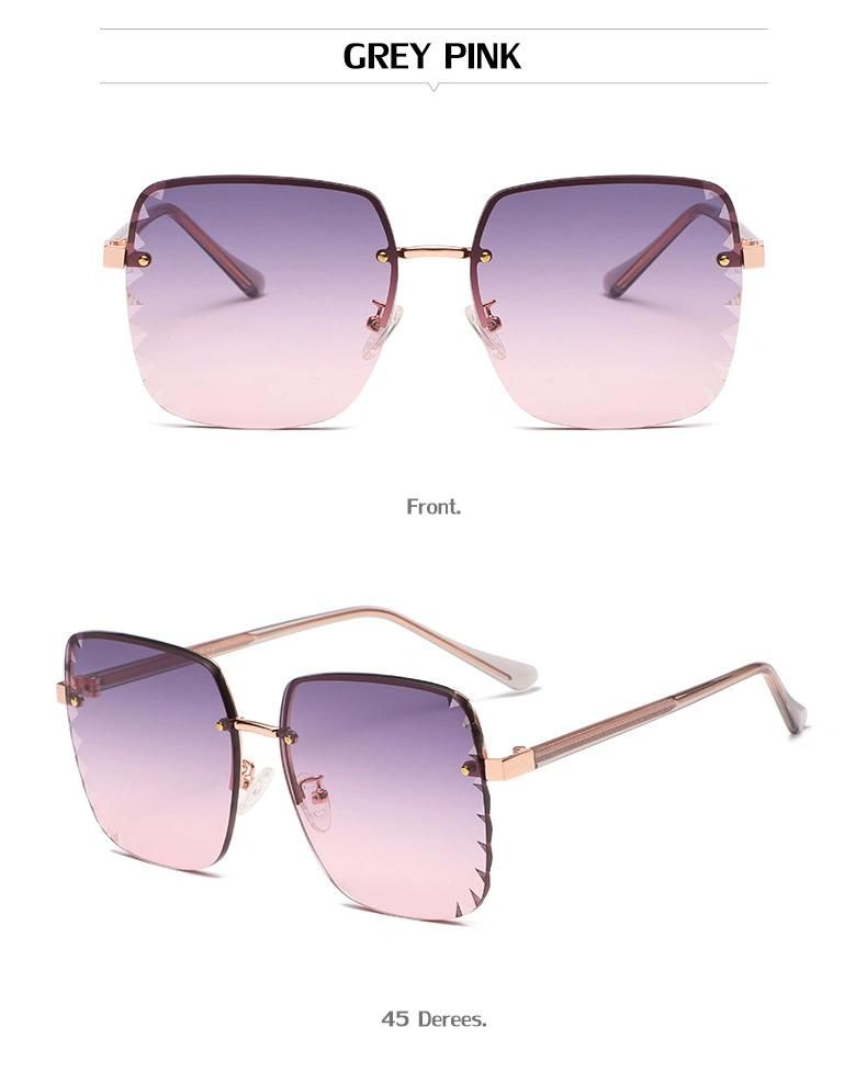 Hot Sale New Popular Fashion Simple Design Sun Glasses Women Nylon Lens Square Frameless UV400 Sunglasses