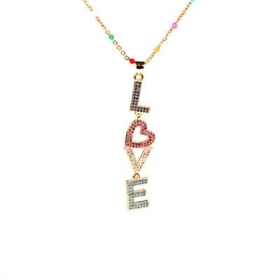 Cubic Zirconia Love Letter Pendant Necklace for Valentines Day Mothers Day Gift