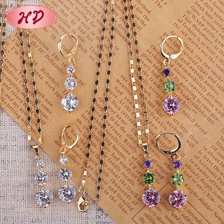 Wholesale Costume Hengdian Fashion Imitation Gold Plated Earring Sets Pendant Necklace Jewelry