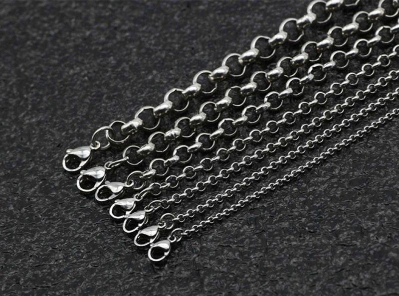 Stainless Steel Round Pearl Chain Interlocking Chain Titanium Steel Pendant Matching Chain Men′s and Women′s Jewelry Necklace Wholesale Ssnl031