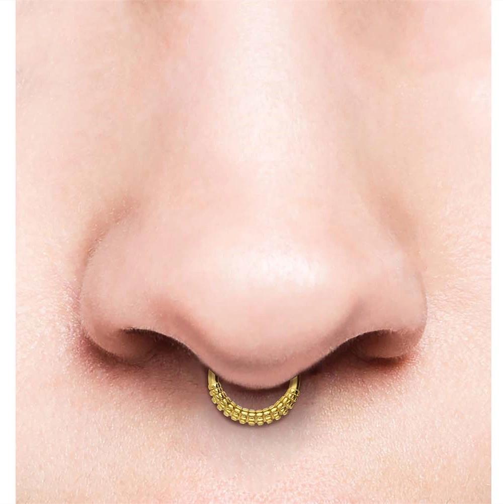 New 316L Surgical Steel Body Jewelry Hinged Nose Ring Segment Clicker Piercing Piston Design