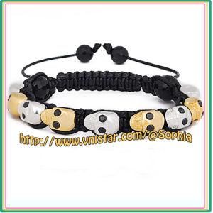 925 Sterling Silver Mix Color Skull Beads Macrame Bracelet SBB164-16