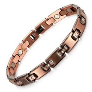 Women&prime;s Genuine Copper Magnetic Chain Zircons Bracelets Use for Arthritis