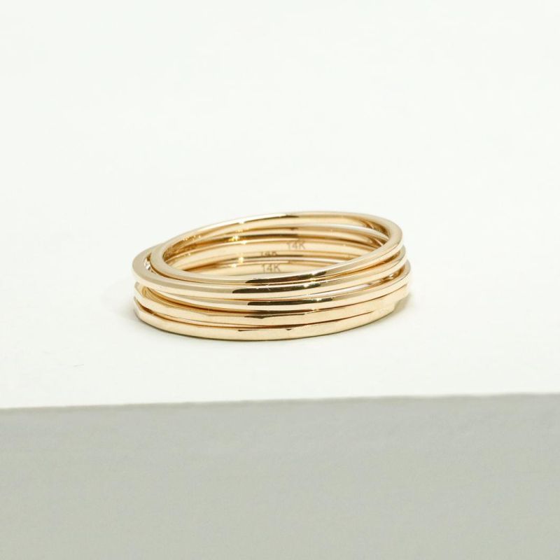Simple Style Punk Unisex Top Quality 100% Pure 9K 14K 18K Solid Plain Gold Hammered Surface Ring Jewelry
