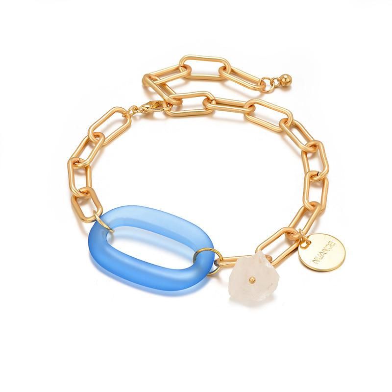 Street Fashion Unisex Style Rectangular Copper Chain Bracelet Jewelry