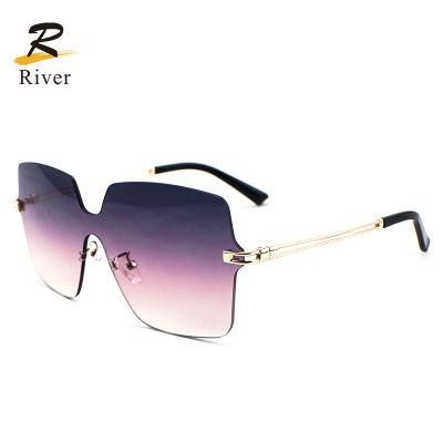 Gradual Individuality Metal Rimless Frame Women Stock Sunglasses