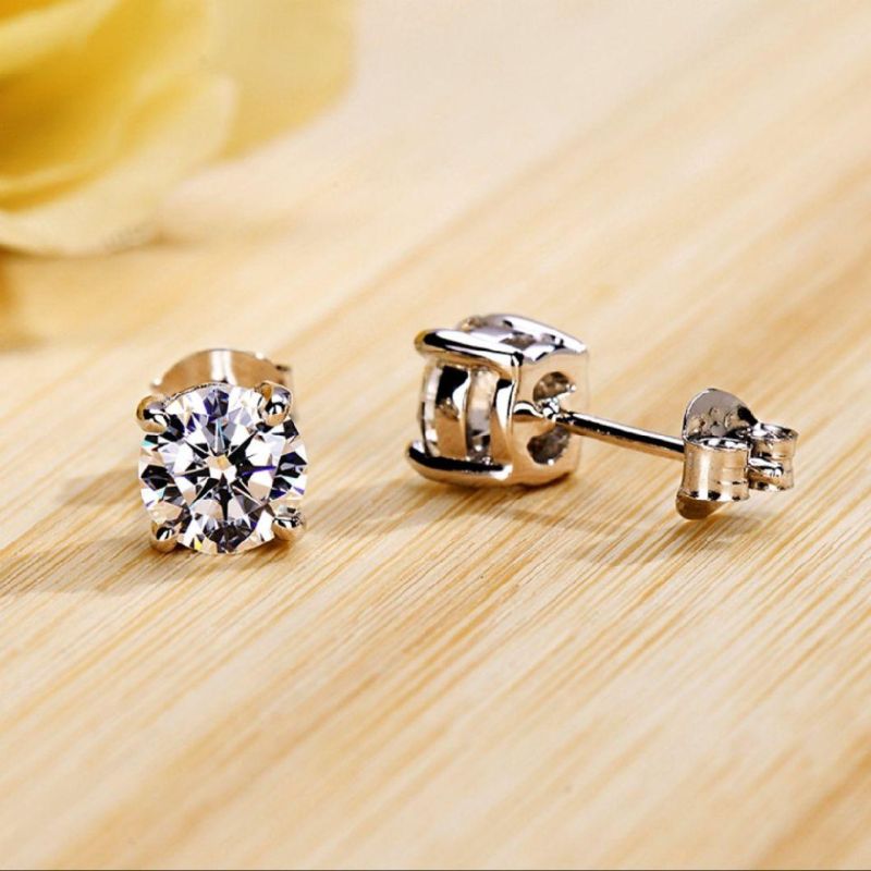 Stud Earring for Women Moissanite Diamond Platinum Earring Jewelry