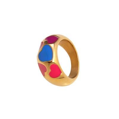 2022 New Arrival Vintage Yin Yang Enamel Rings Set for Women Flower Fashion Love Heart Finger Ring Jewelry Wholesale Price