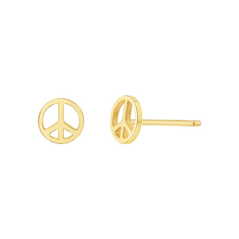 Delicate Unisex Fashion Custom Jewelry 18K Gold Plated 925 Sterling Silver Ear Piercing Cute Round Peace Earrings Studs