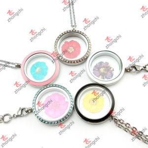 Fashion Customized Floating Living Memory Round Charms Flowers Lockets (RLF50822)