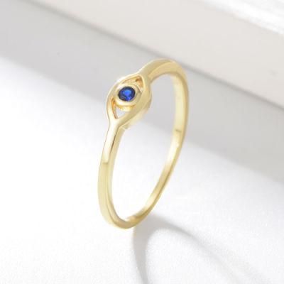 Fashion Blue Eye Rings Gold Plated Color CZ Stone Rings 925 Sterling Silver Eye Ring for Women Gift