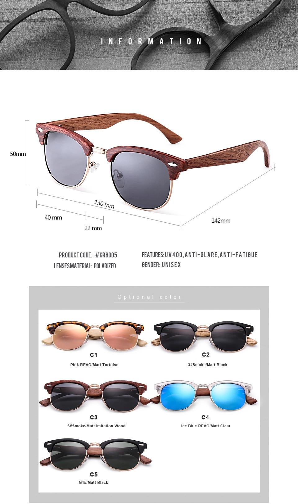 Factory Directly Custom Logo Handmade Polarized Wooden Sunglasses