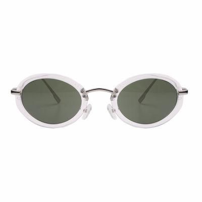 Retro Style Round PC Frame with Metal Temple Sunglasses