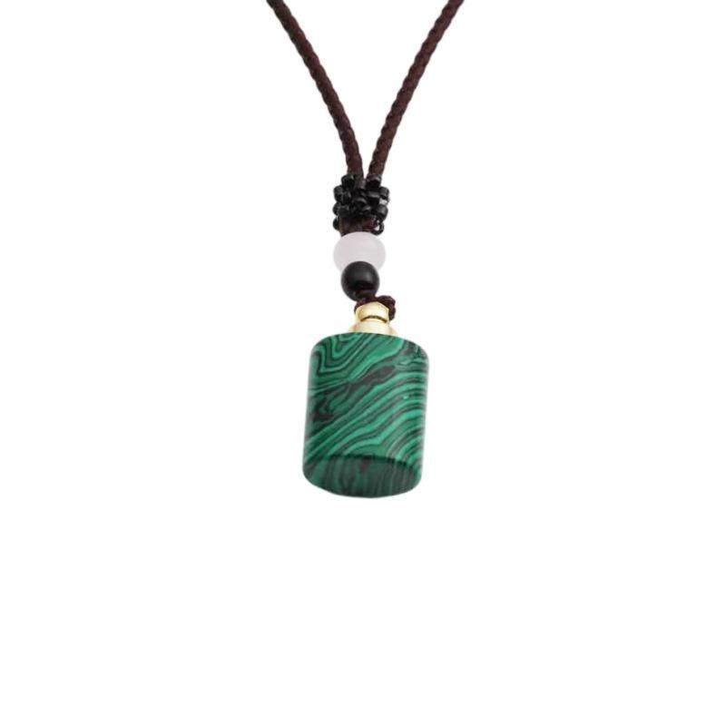 Colorful Crystal Tiger-Eye Malachite Perfume Bottle Necklace