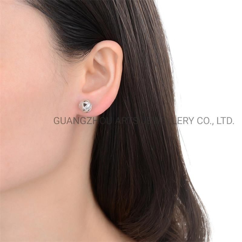 925 Silver Korean Style Cute Rope Ball Stud Earrings