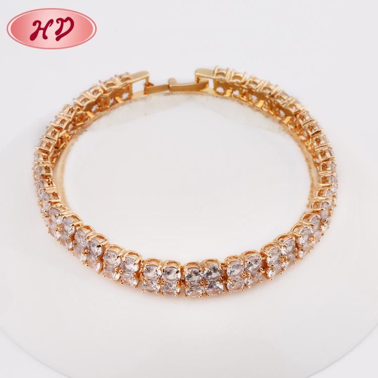 Fashion Imitation Jewelry CZ Diamond 14K 18K Gold Jewelry Bracelet