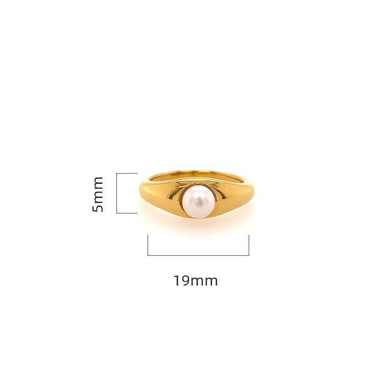 Women Jewelry Gold Plated Ring with Vintage Pearl