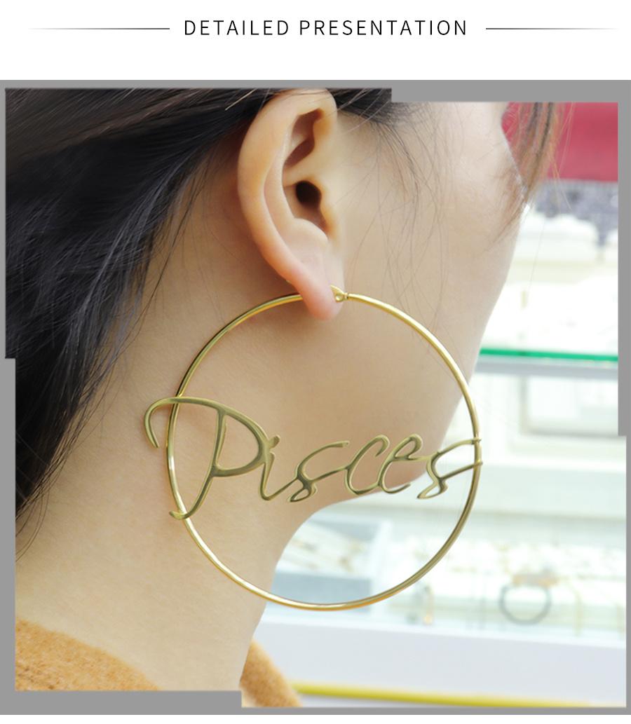 Large circle gold hollow female earrings