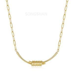 2021 Trendy Twisted Necklace 925 Sterling Silver 18K Gold Plated Necklace