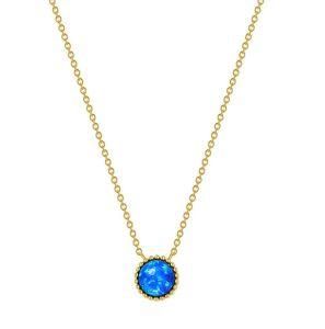 925 Silver Gold Plated Round Created Opal Necklace Opal Necklaces for Women Girlfriend Sister Mom Birthday Valentine&prime;s Gift