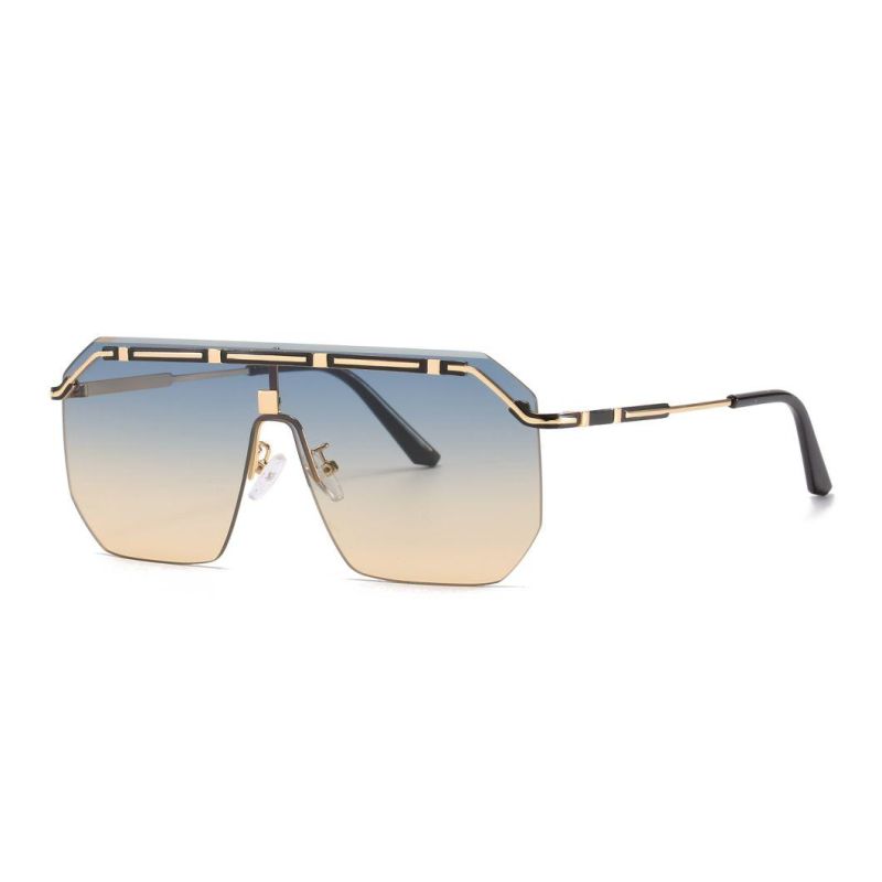 2020 No MOQ Fashion One Piece Oversize Metal Sunglasses