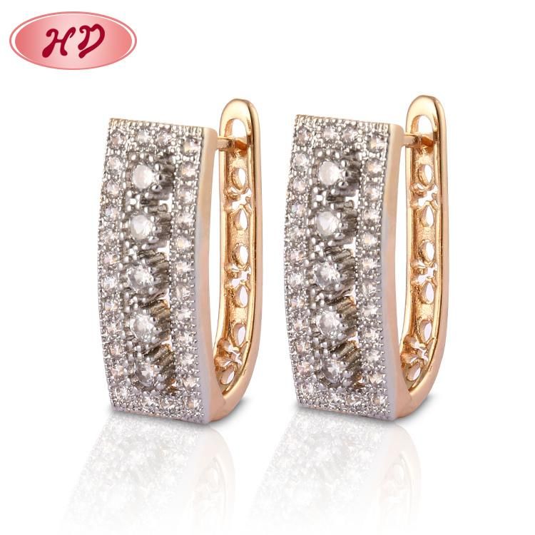 Fashion Costume Women Jewelry 14K 18K Gold Plated Imitation Huggie Hoop Earring with CZ Pearl