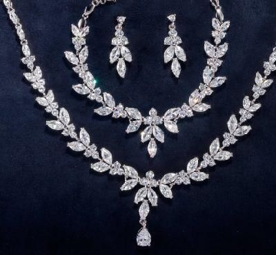 Bridal Wedding CZ Earring Necklace Jewelry Set. Luxury CZ Necklace Jewelry Set for Best Sales