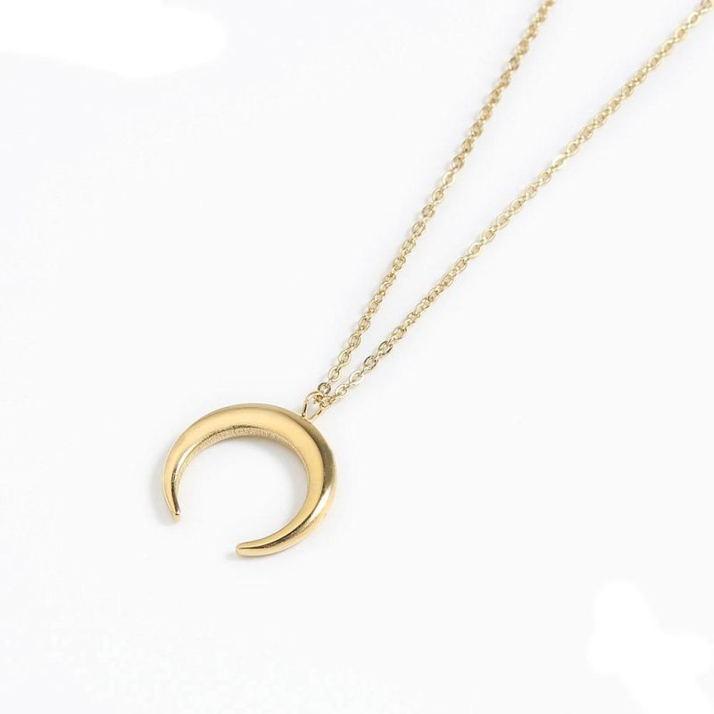 Manufacturer Custom Fashion Jewelry 18K Gold Plated Stainless Steel Crescent Moon Necklace Chain PVD Stainless Steel Gold Manufacturer