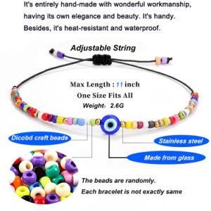 Fashion Flower Rice Bead Blue Eye Bracelet