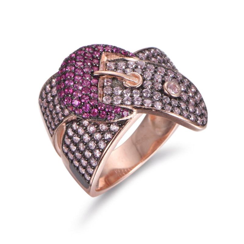 Creative Belt Design 925 Sterling Silver with Fancy CZ Ring